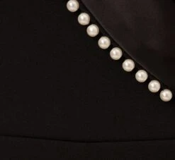 Adrianna Papell Sleeveless Crepe Tuxedo Jumpsuit With Pearl Trim In Black -Allure Attire AP1E210836 AA002 Regular Alternate