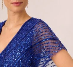 Adrianna Papell Beaded Mermaid Gown With Dolman Sleeves In Ultra Blue 10 Adrianna Papell Beaded Mermaid Gown With Dolman Sleeves In Ultra Blue -Allure Attire AP1E210884 AZ401 Regular Lifestyle