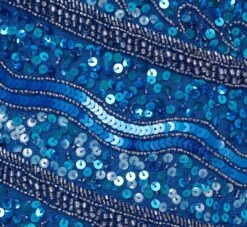 Adrianna Papell One Shoulder Beaded Column Gown With Draped Sleeve In Blue Horizon -Allure Attire AP1E210904 AD402 Regular Alternate