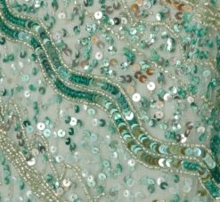 Adrianna Papell Beaded Faux Wrap Dress With Sheer Cap Sleeves In Icy Sage -Allure Attire AP1E210922 AB334 Regular Alternate