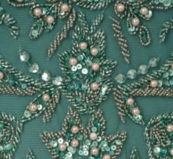 Adrianna Papell Beaded Mermaid Gown With Sheer Petal Sleeves In Green Slate 11 Adrianna Papell Beaded Mermaid Gown With Sheer Petal Sleeves In Green Slate -Allure Attire AP1E210923 AA355 Regular Alternate