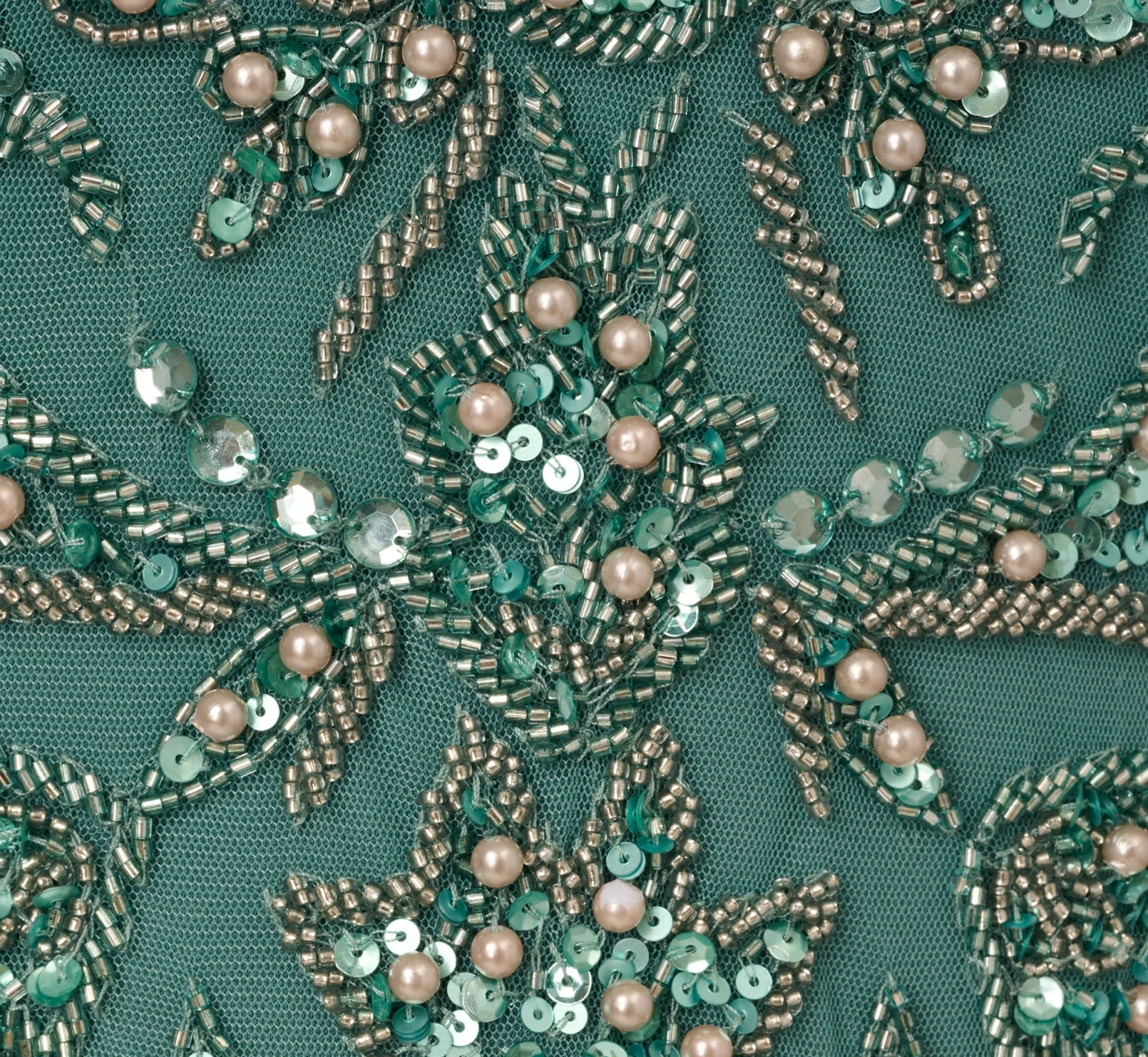 Adrianna Papell Beaded Mermaid Gown With Sheer Petal Sleeves In Green Slate 6 Adrianna Papell Beaded Mermaid Gown With Sheer Petal Sleeves In Green Slate - Image 6