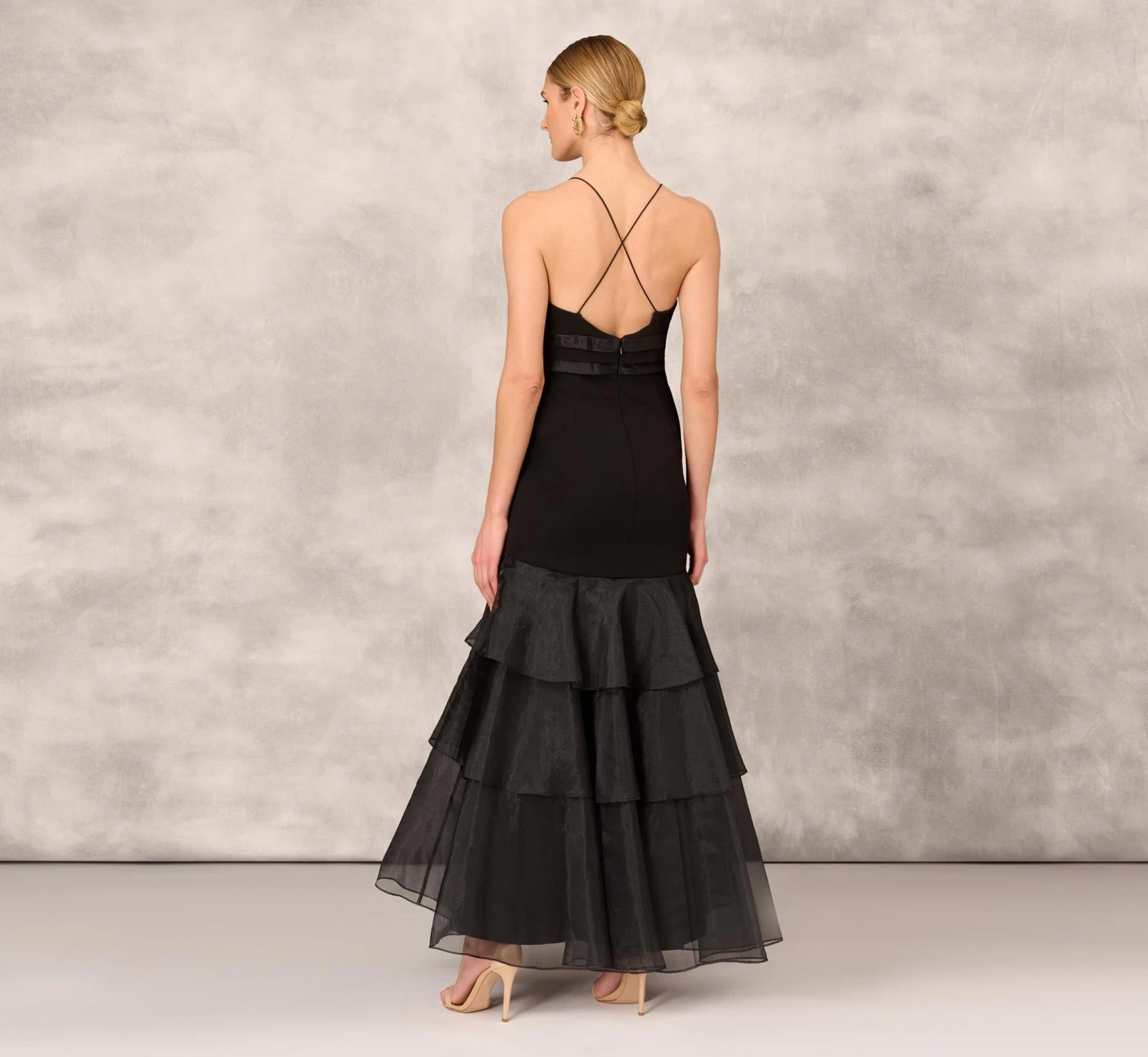 Tiered Trumpet Dress With Ruffles In Black 3 Tiered Trumpet Dress With Ruffles In Black - Image 3