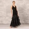 Tiered Trumpet Dress With Ruffles In Black