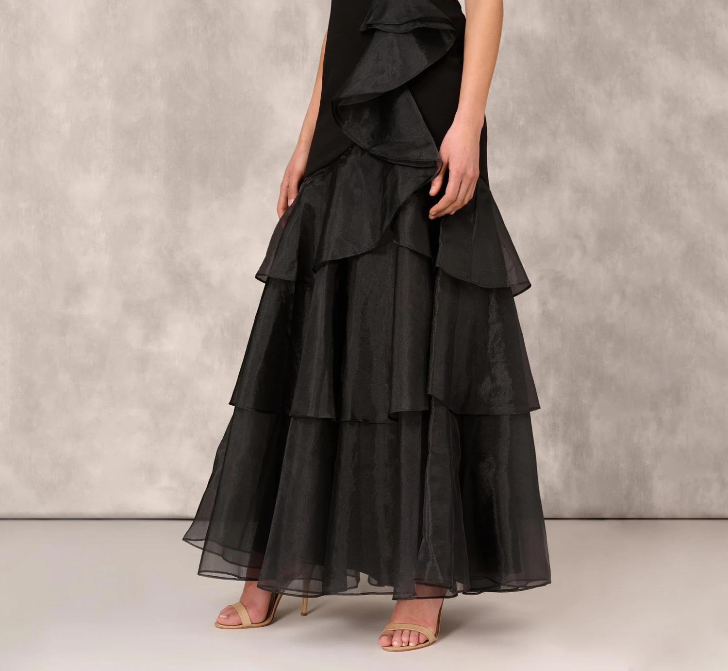 Tiered Trumpet Dress With Ruffles In Black 5 Tiered Trumpet Dress With Ruffles In Black - Image 5