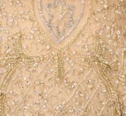 Beaded Cold Shoulder Gown With Popover Bodice In Light Gold -Allure Attire MD1E202408 AA267 Regular Alternate