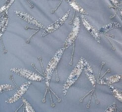 Hand Beaded Cold Shoulder Popover Long A-Line Gown In Vintage Blue -Allure Attire MD1E205785 AC466 Regular Alternate