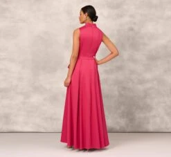Stretch Mikado Ball Gown With Self Tie Sash In Faded Azalea -Allure Attire MD1E206262 AE605 Regular Back f14793be f0c0 4dd5 883b eec036e55074