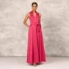 Stretch Mikado Ball Gown With Self Tie Sash In Faded Azalea