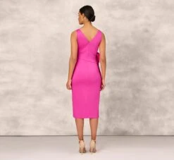 Shutter Pleat Satin Dress In Pink Flame -Allure Attire MD1E207082 AR670 Regular Back