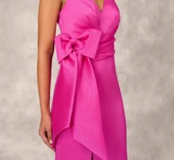 Shutter Pleat Satin Dress In Pink Flame -Allure Attire MD1E207082 AR670 Regular Detail