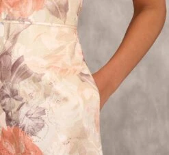 Off The Shoulder Printed Metallic Jacquard Ball Gown In Bronze Multi -Allure Attire MD1E207638 AB233 Regular Lifestyle