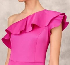 One Shoulder Mermaid Gown With Ruffle Details In Magenta -Allure Attire MD1E207883 AA670 Regular Detail