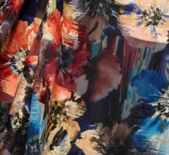 Floral Printed Metallic Organza Burnout One Shoulder Long Ball Gown With Pockets And Slit In Blue Multi -Allure Attire MD1E207919 AA461 Regular Alternate