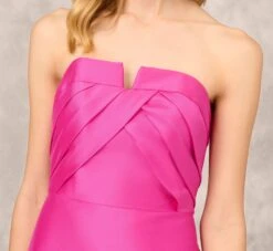 Strapless Mikado Gown With Pleated Bodice In Magenta -Allure Attire MD1E208153 AA670 Regular Detail
