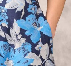 Off The Shoulder Floral Jacquard Gown In Blue Multi -Allure Attire MD1E208165 AA461 Regular Lifestyle