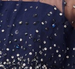 Beaded Strapless Gown With Sheer Removable Cape In Navy -Allure Attire MD1E208169 AA412 Regular Alternate