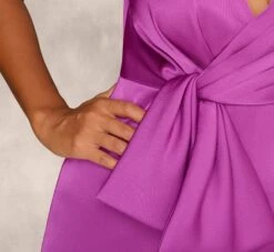 Sleeveless Satin Crepe Column Gown With Bow Waist In Wild Orchid -Allure Attire MD1E208622 AD510 Regular Lifestyle