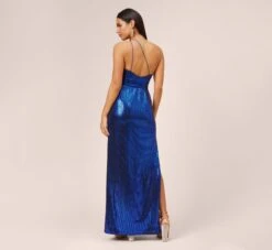 Asymmetrical Sequin Dress With Cutout Detail In Cobalt -Allure Attire MN1E205074 AA422 Regular Back