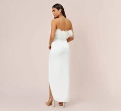 Strapless Gown With Draped Skirt In Ivory -Allure Attire MN1E206493 AC194 Regular Back