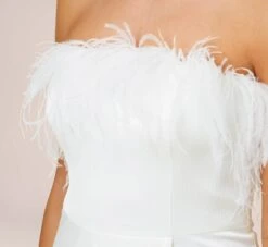 Strapless Gown With Draped Skirt In Ivory -Allure Attire MN1E206493 AC194 Regular Side