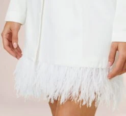 Charmeuse Tuxedo Short Sheath Cocktail Dress With Feather Trim In Ivory 10 Charmeuse Tuxedo Short Sheath Cocktail Dress With Feather Trim In Ivory -Allure Attire MN1E206883 AC194 Regular Alternate