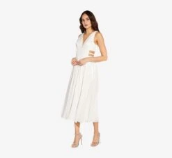 Chiffon Midi-Length A-Line Cocktail Dress With Cutouts In Ivory -Allure Attire MN1E207044 AC194 Regular Alternate