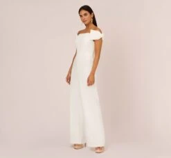 Off-The-Shoulder Jumpsuit With Bows In Ivory