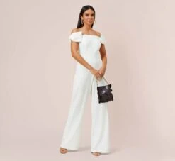 Off-The-Shoulder Jumpsuit With Bows In Ivory -Allure Attire MN1E207121 AA194 Regular Lifestyle