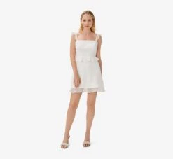Lace Fit-And-Flare Short Cocktail Dress In Ivory -Allure Attire MN1E207148 AC194 Regular Alternate