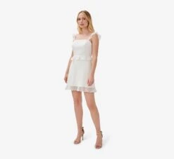 Lace Fit-And-Flare Short Cocktail Dress In Ivory -Allure Attire MN1E207148 AC194 Regular Side