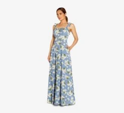 Floral-Printed Crepe Maxi Dress In Blue Multi -Allure Attire MN1E207247 AA461 Regular Alternate