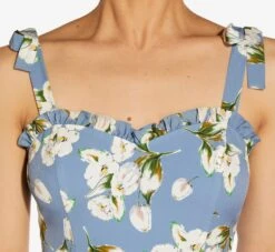 Floral-Printed Crepe Maxi Dress In Blue Multi -Allure Attire MN1E207247 AA461 Regular Detail