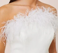 Feather-Trim Crepe Strapless Jumpsuit In Ivory -Allure Attire MN1E207287 AC194 Regular Side