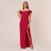 Stretch Crepe Off-The-Shoulder Long Column Gown With Bows In Matador Red