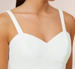 Stretch Crepe Fringe-Trim Short Sheath Cocktail Dress In Ivory -Allure Attire MN1E207813 AA194 Regular Side