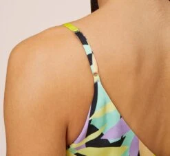 Floral-Print Asymmetrical Midi-Length Cocktail Dress In Coral Multi -Allure Attire MN1E207843 AA955 Regular Alternate