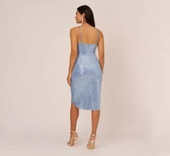 Sequin Knit Cocktail Dress With Ruched Details In Air Force -Allure Attire MN1E207992 AG496 Regular Back