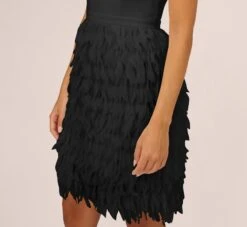 One Shoulder Cocktail Dress With Feather Chiffon Skirt In Black -Allure Attire MN1E208133 AA002 Regular Lifestyle