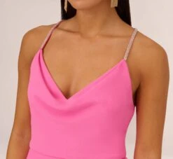 Cowl Neck Column Gown With Draped Details In Pink Parfait -Allure Attire MN1E208136 AF661 Regular Detail