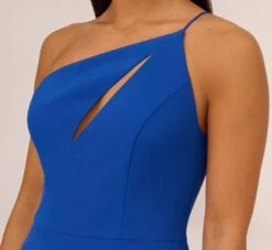 One Shoulder Crepe Dress With Cutout Neckline In Royal Sapphire -Allure Attire MN1E208139 AN401 Regular Detail