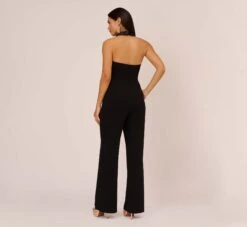 Tuxedo Jumpsuit With Halter Neckline In Black -Allure Attire MN1E208147 AA002 Regular Back