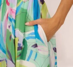 Tropical Printed Chiffon Dress With Wrap Details In Green Multi -Allure Attire MN1E208149 AA390 Regular Lifestyle