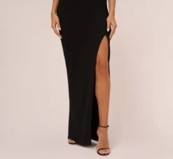 Knit Crepe Sleeveless Column Gown With Cutout Neckline In Black -Allure Attire MN1E208377 AA002 Regular Lifestyle