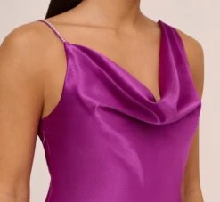 Asymmetrical A-Line Satin Gown With Rhinestone Trim In Wild Orchid -Allure Attire MN1E208379 AD510 Regular Detail