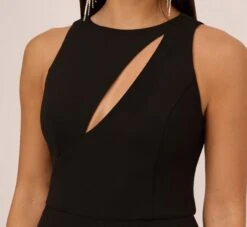 Knit Crepe Wide Leg Jumpsuit With Cutout Accent In Black -Allure Attire MN1E208527 AA002 Regular Detail